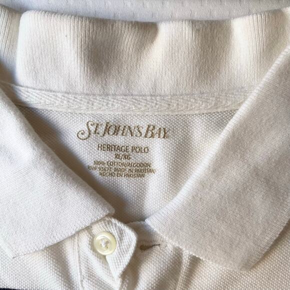 St. John's Bay Men Short Sleeve Polo Shirt Size XL, White & Blue Stripes - Picture 5 of 6